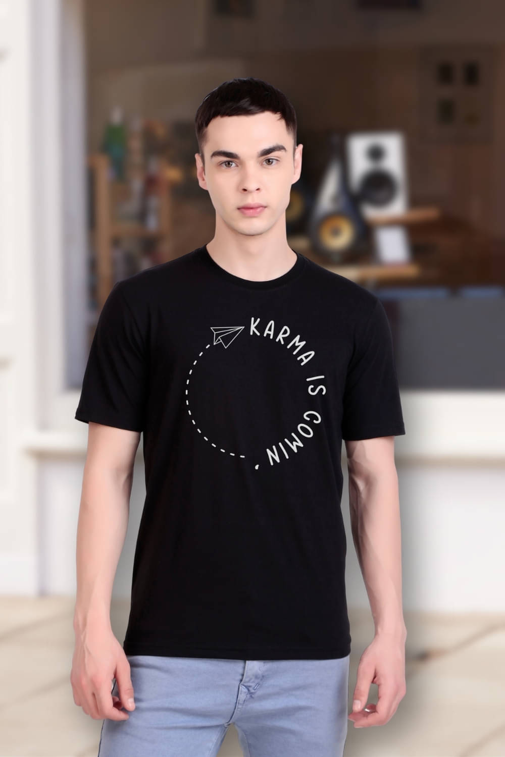 FLYIND VOGUE OUTFIT Men Polyester Regular Fit Self Design T-Shirt ( Black ) FLYIND VOGUE OUTFIT Men Polyester Regular Fit Self Design T-Shirt ( Black )