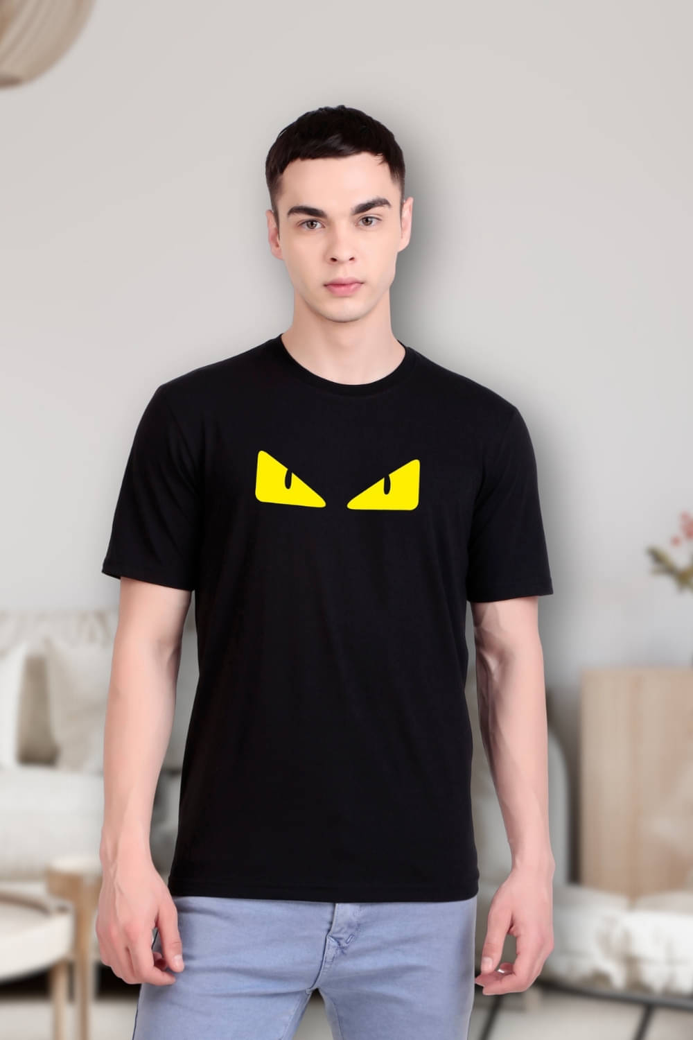     			FLYIND VOGUE OUTFIT Men Polyester Regular Fit Self Design T-Shirt ( Black )