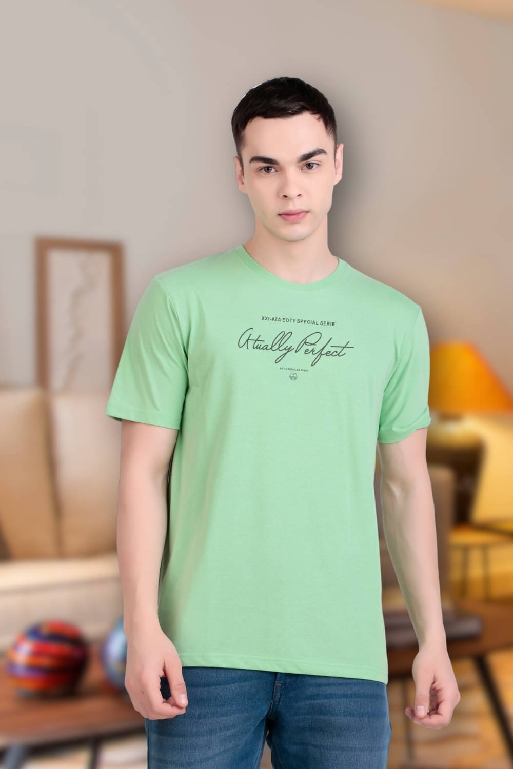     			FLYIND VOGUE OUTFIT Men Polyester Regular Fit Self Design T-Shirt ( Mint Green )