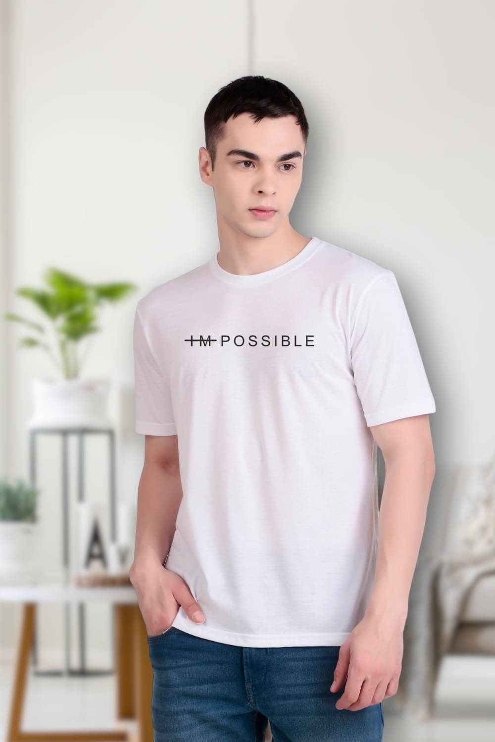     			FLYIND VOGUE OUTFIT Men Polyester Regular Fit Self Design T-Shirt ( White )