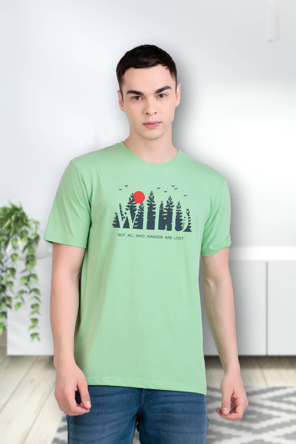     			FLYIND VOGUE OUTFIT Men Polyester Regular Fit Self Design T-Shirt ( Mint Green )