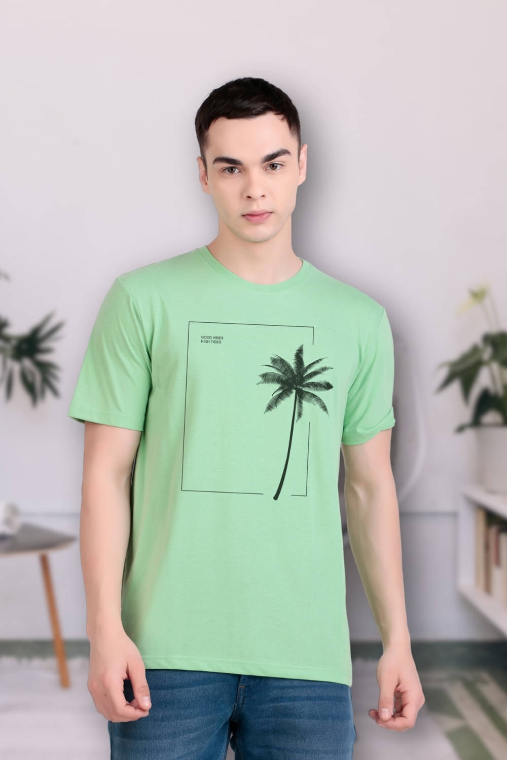 FLYIND VOGUE OUTFIT Men Polyester Regular Fit Self Design T-Shirt ( Mint Green ) FLYIND VOGUE OUTFIT Men Polyester Regular Fit Self Design T-Shirt ( Mint Green )