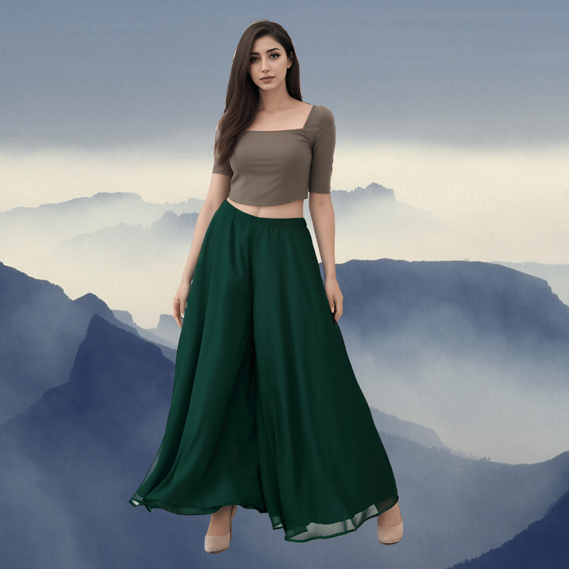     			Garv Enterprises Women Georgette Palazzo ( Green )