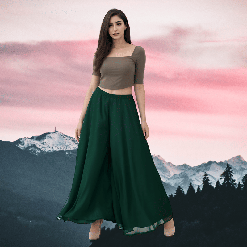     			Garv Enterprises Women Georgette Palazzo ( Green )