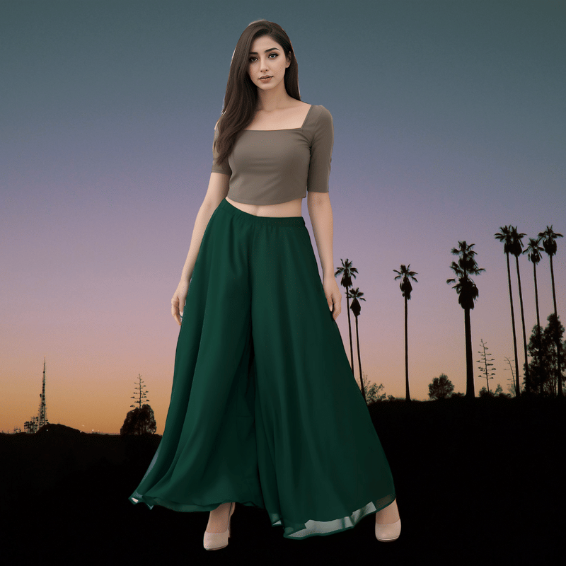    			Garv Enterprises Women Georgette Palazzo ( Green )