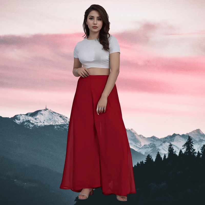     			Garv Enterprises Women Georgette Palazzo ( Maroon )