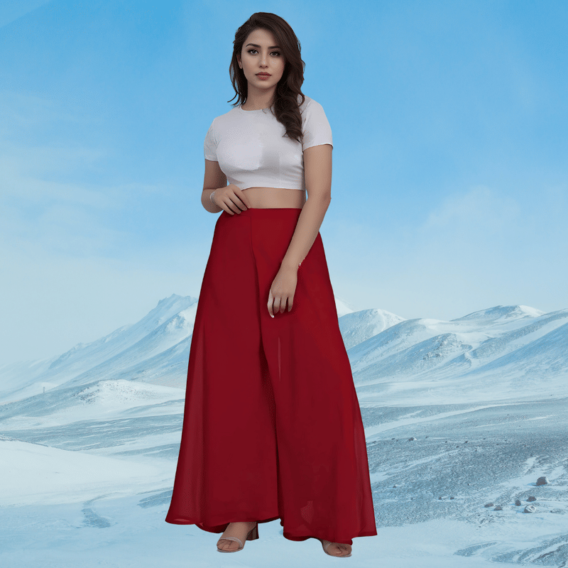     			Garv Enterprises Women Georgette Palazzo ( Maroon )