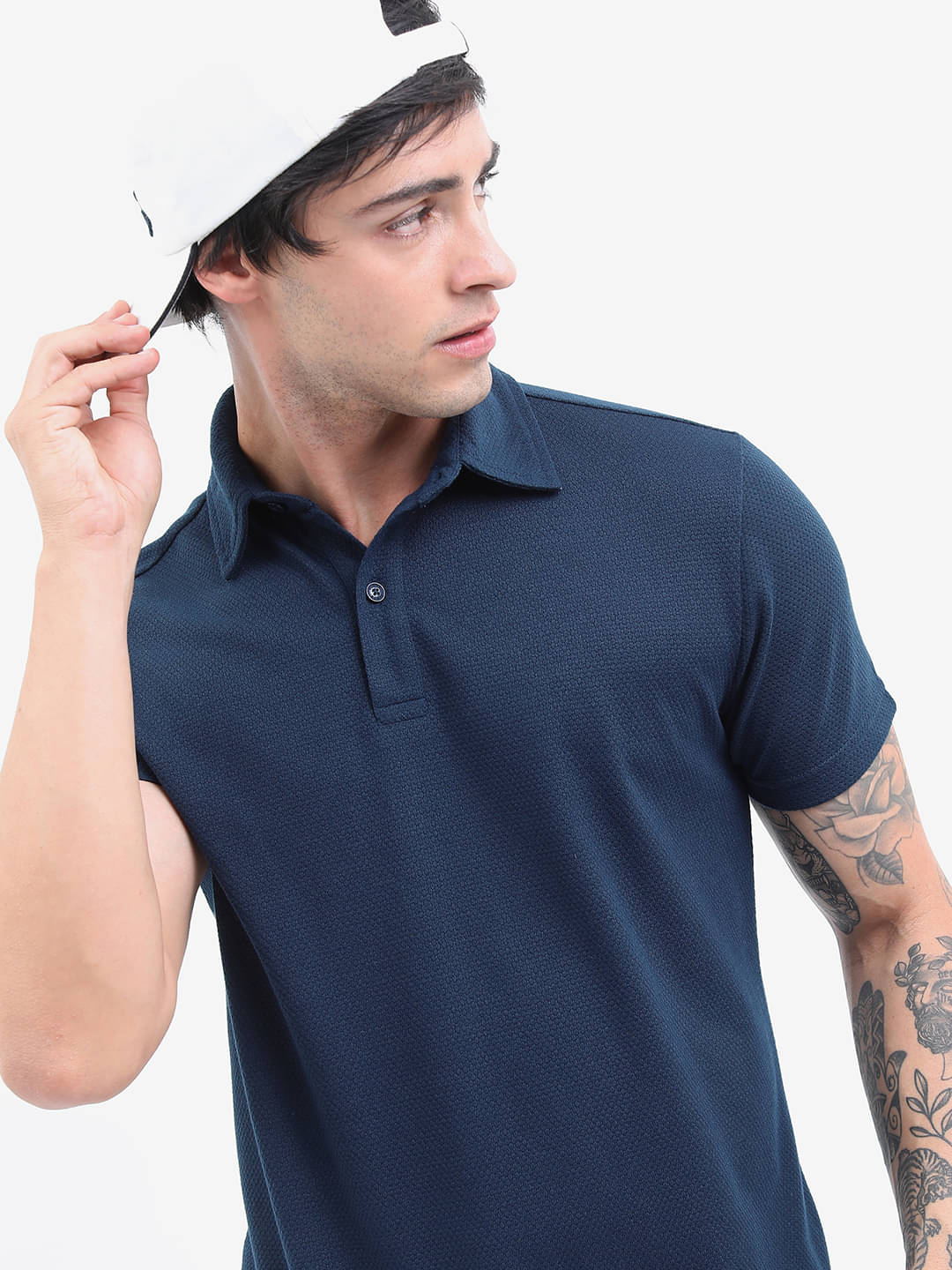     			Highlander Men Polyester Regular Fit Solid Polo T Shirt ( Navy Blue )
