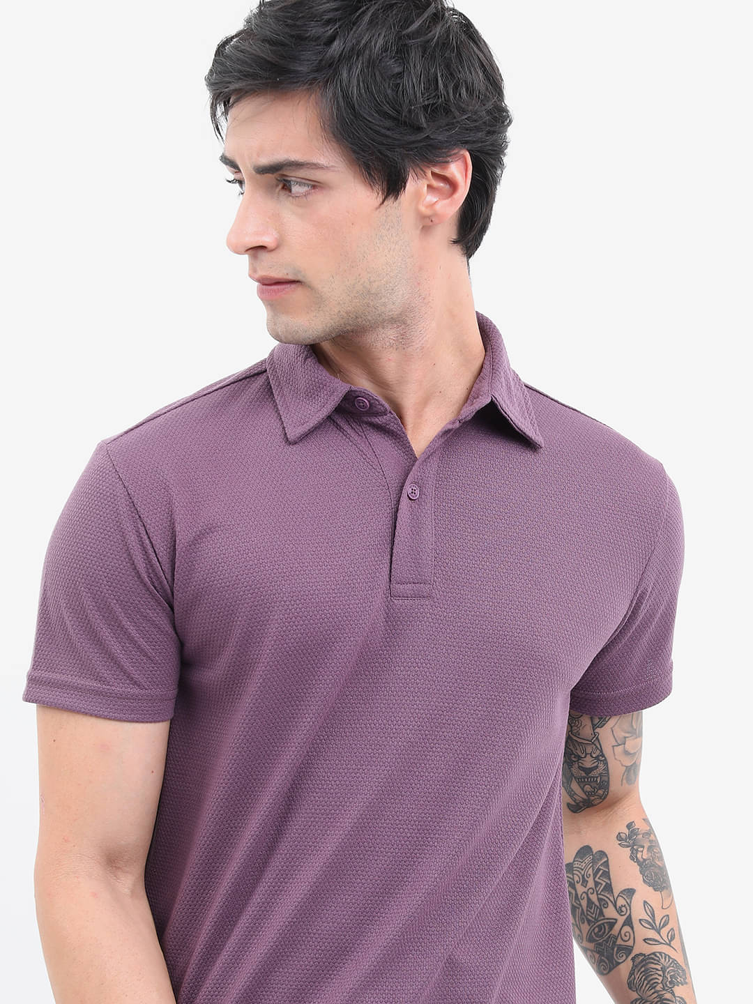 Highlander Men Polyester Regular Fit Solid Polo T Shirt ( Magenta )     			Highlander Men Polyester Regular Fit Solid Polo T Shirt ( Magenta )
