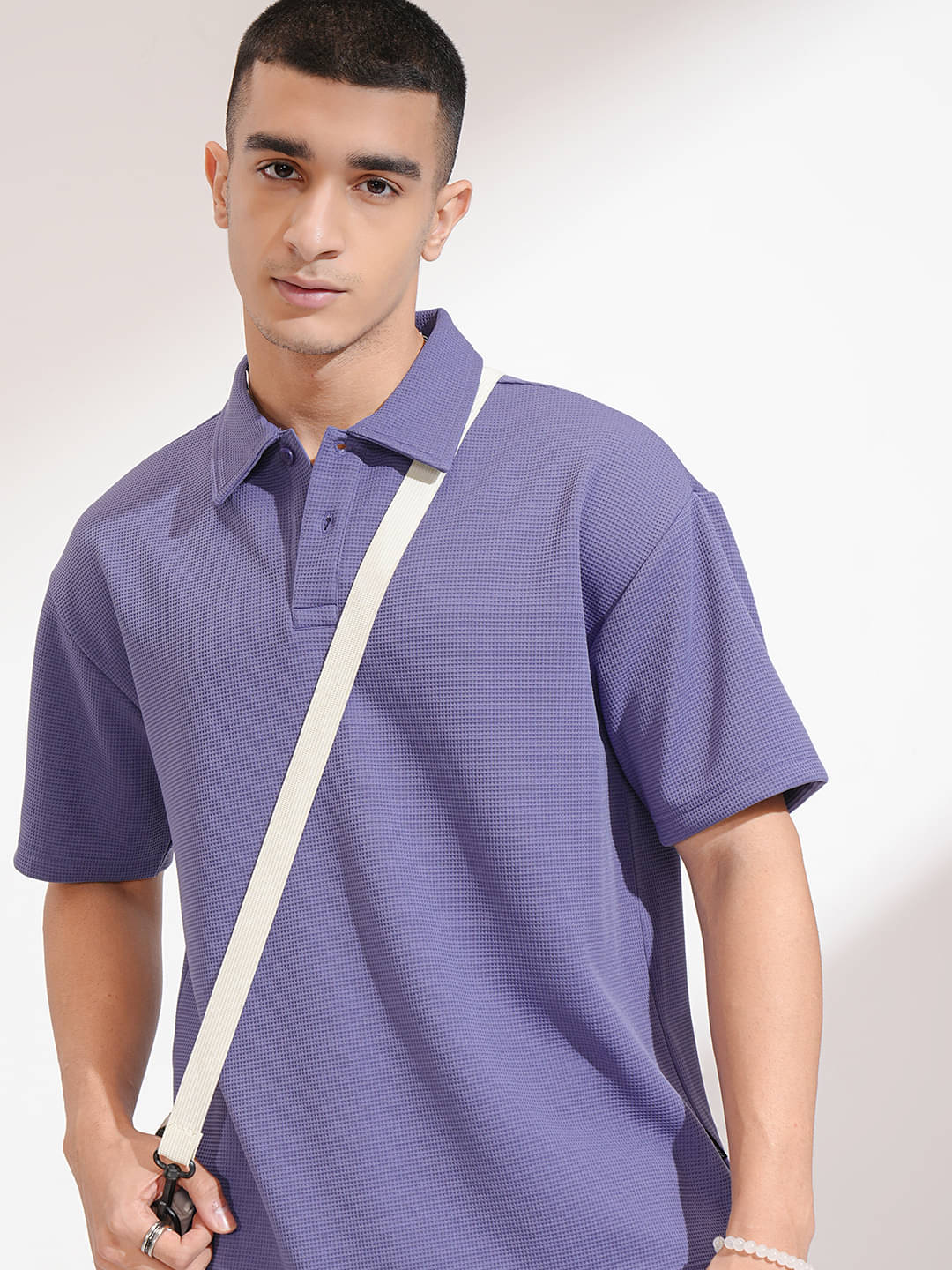     			Highlander Men Polyester Relaxed Fit Self Design Polo T Shirt ( Purple )