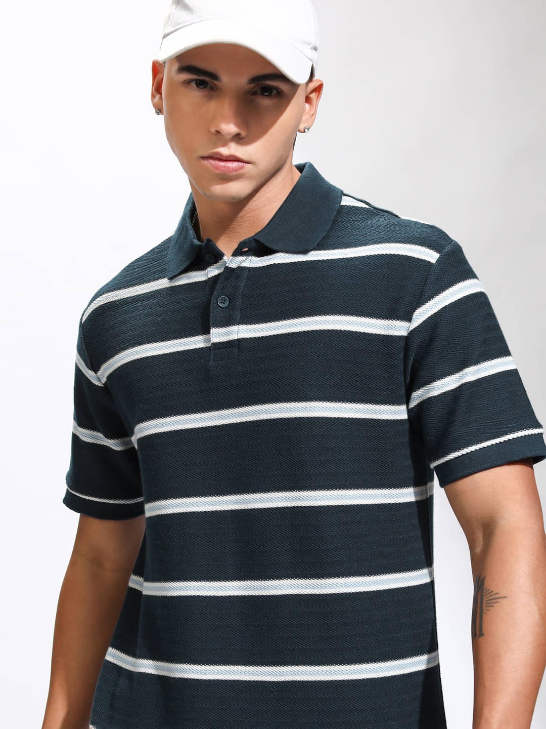 Highlander Men Polyester Relaxed Fit Striped Polo T Shirt ( Navy Blue ) Highlander Men Polyester Relaxed Fit Striped Polo T Shirt ( Navy Blue )