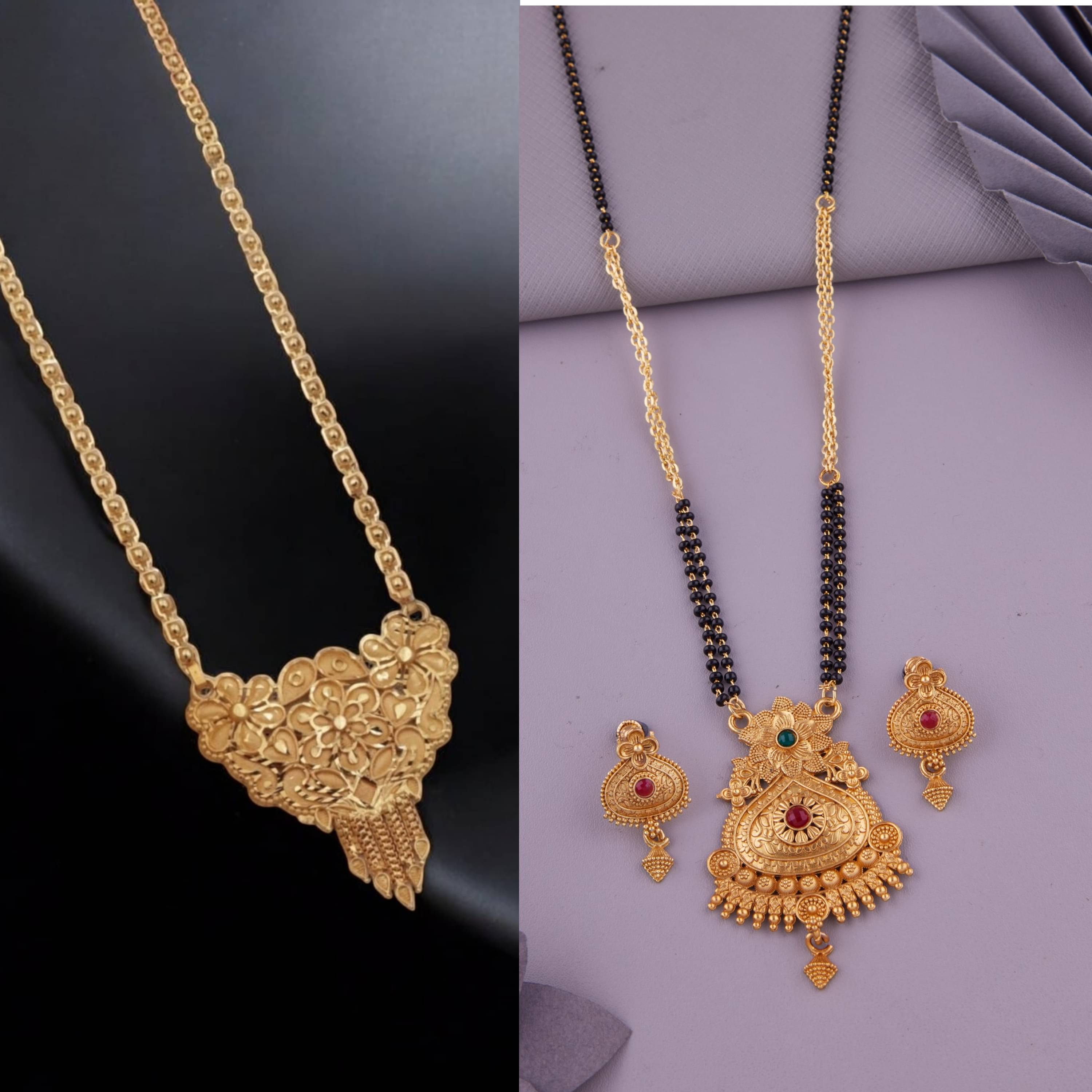     			KIEICE Golden Mangalsutra Set ( Pack of 2 )