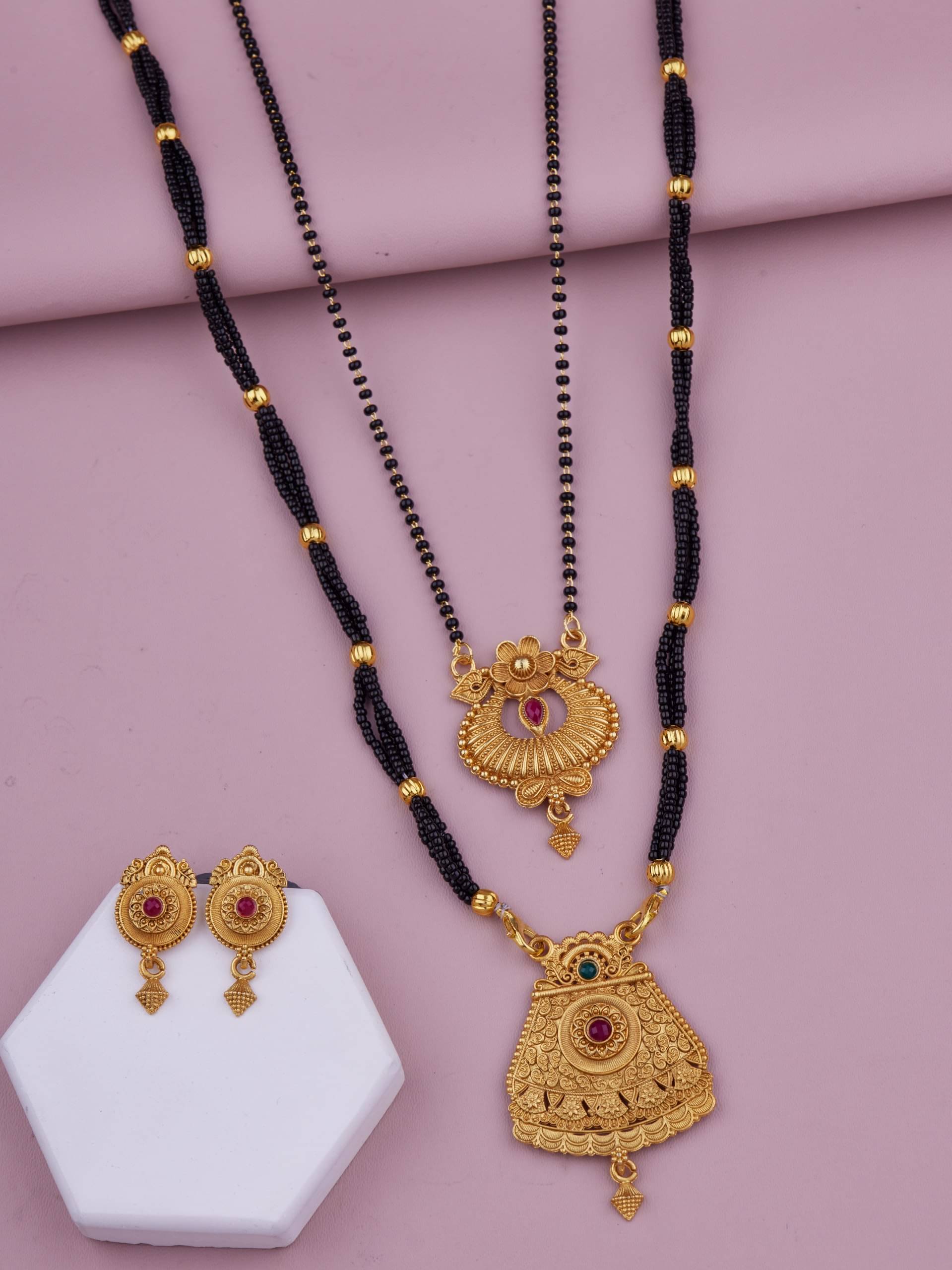     			KIEICE Golden Mangalsutra Set ( Pack of 2 )