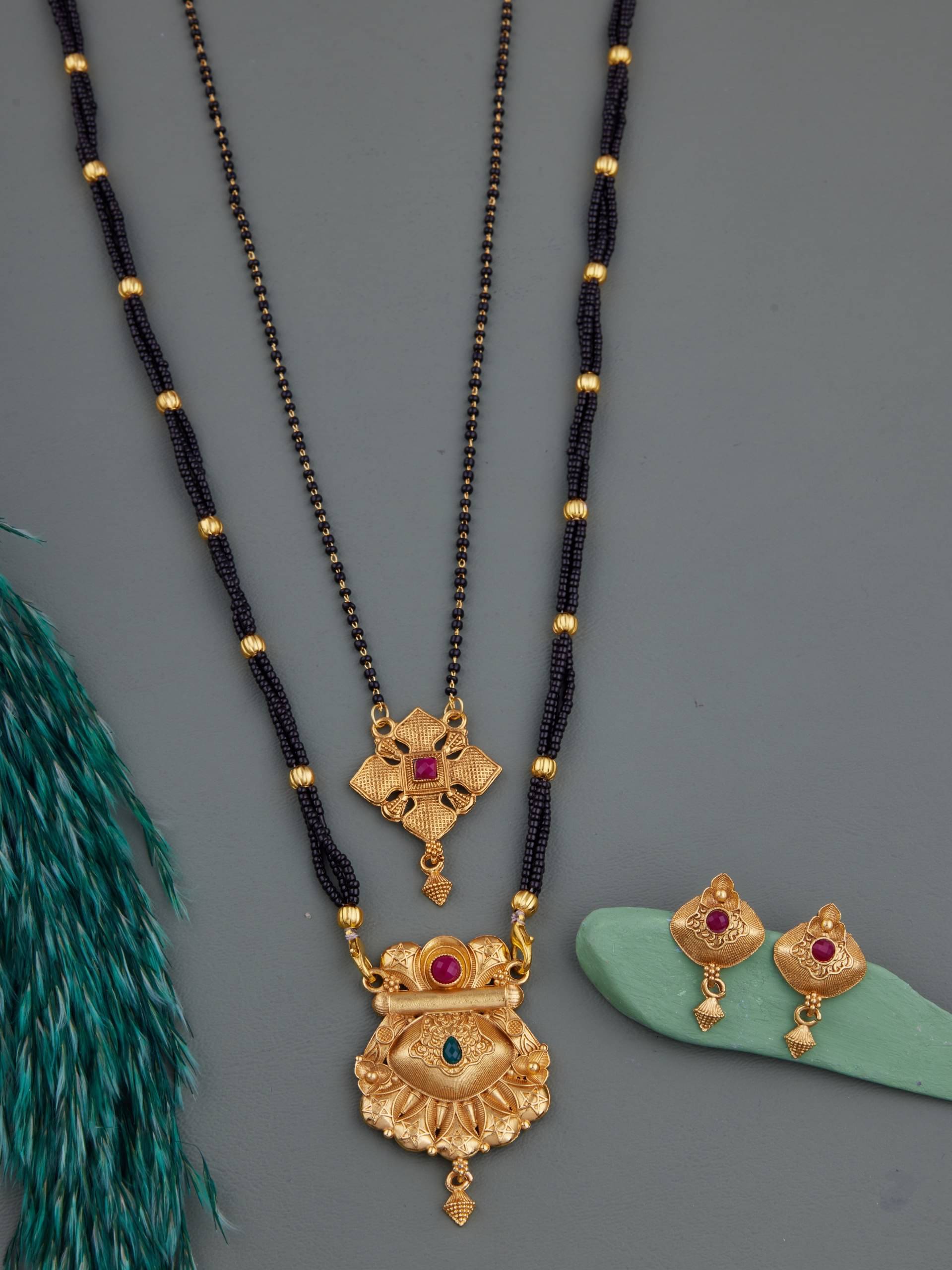     			KIEICE Golden Mangalsutra Set ( Pack of 2 )