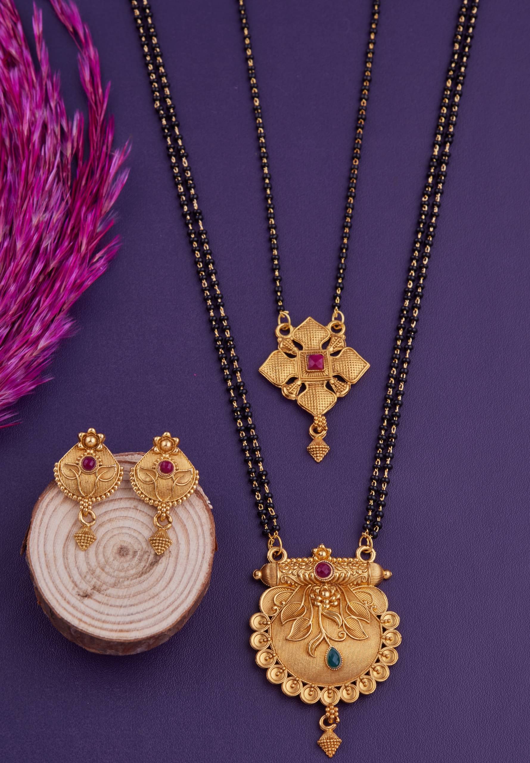 KIEICE Golden Mangalsutra Set ( Pack of 2 )     			KIEICE Golden Mangalsutra Set ( Pack of 2 )
