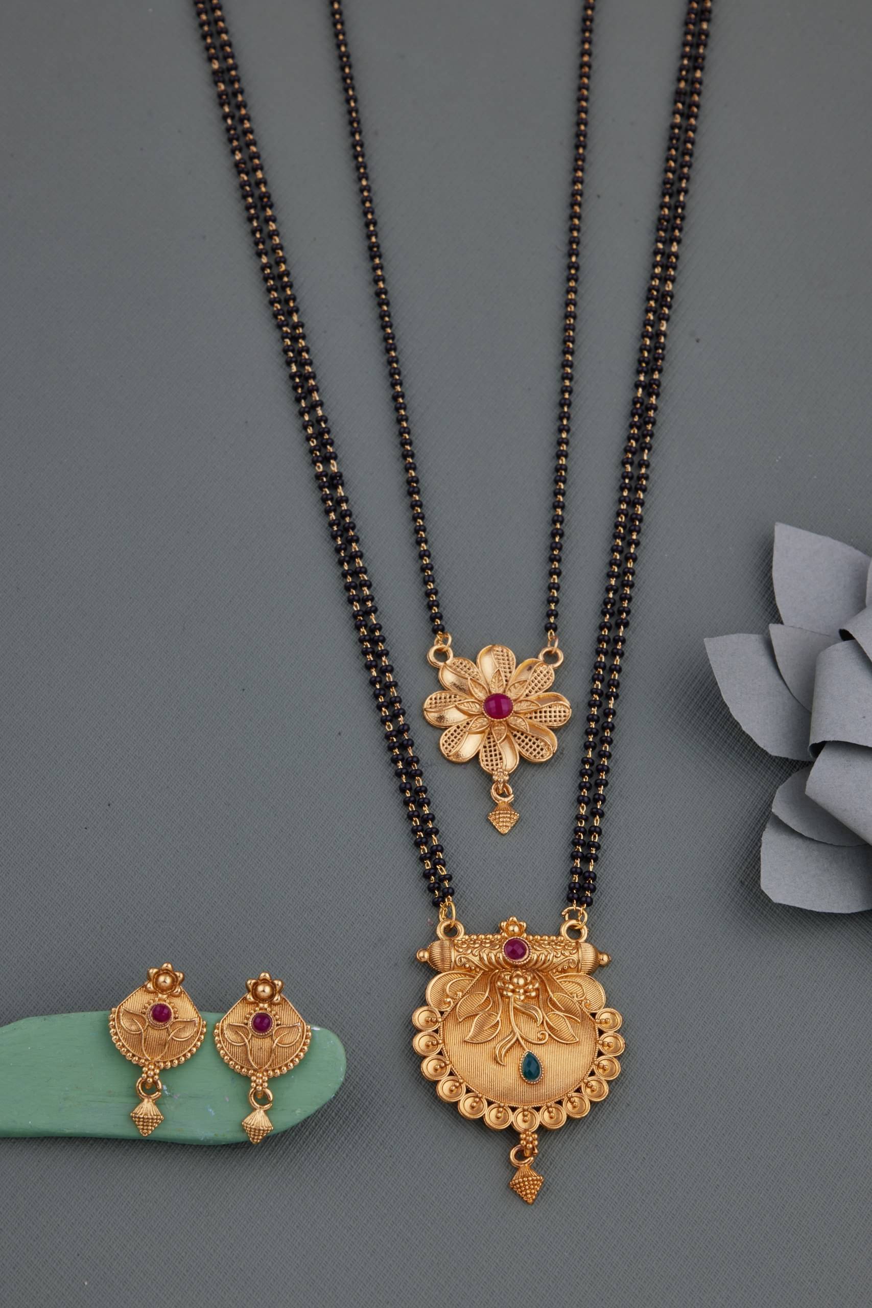     			KIEICE Golden Mangalsutra Set ( Pack of 2 )