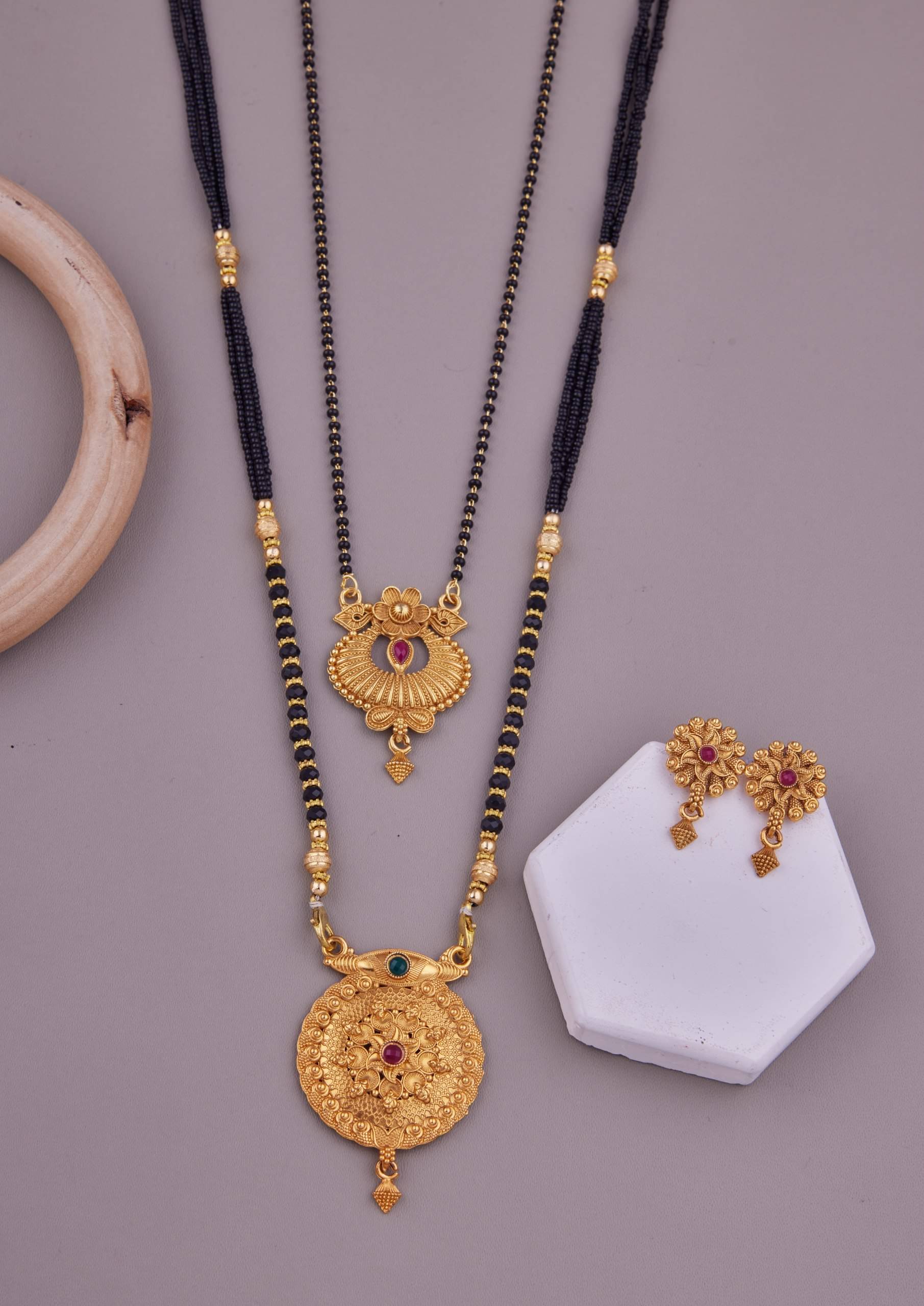 KIEICE Golden Mangalsutra Set ( Pack of 2 )     			KIEICE Golden Mangalsutra Set ( Pack of 2 )