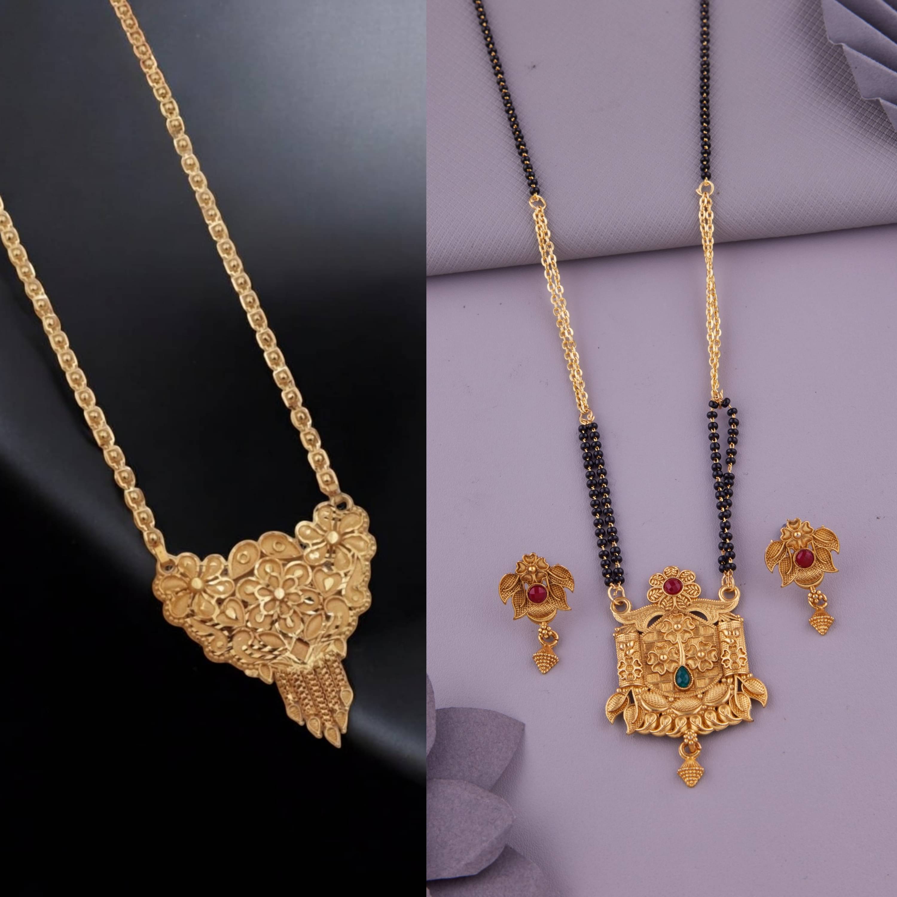     			KIEICE Golden Mangalsutra Set ( Pack of 2 )