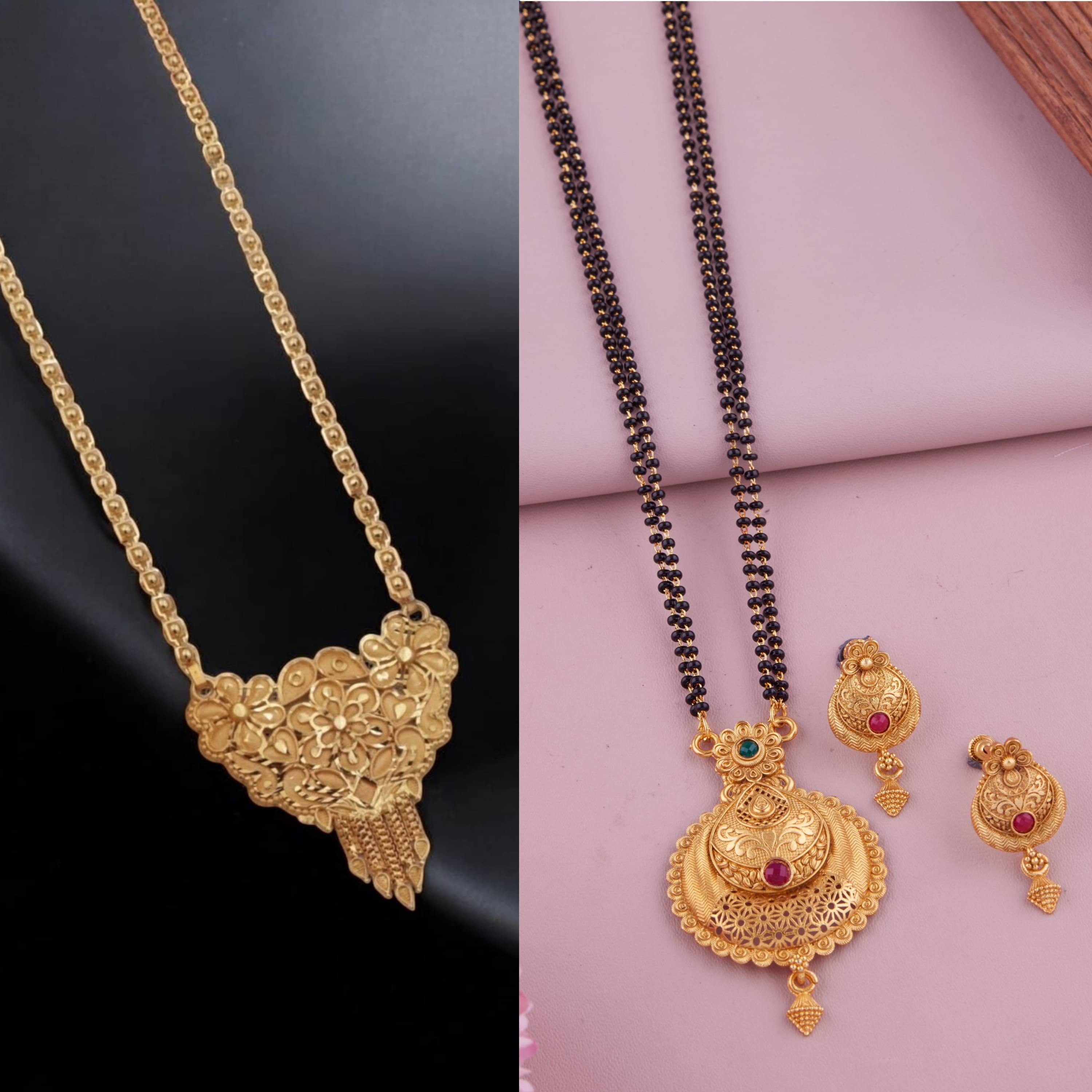     			KIEICE Golden Mangalsutra Set ( Pack of 2 )