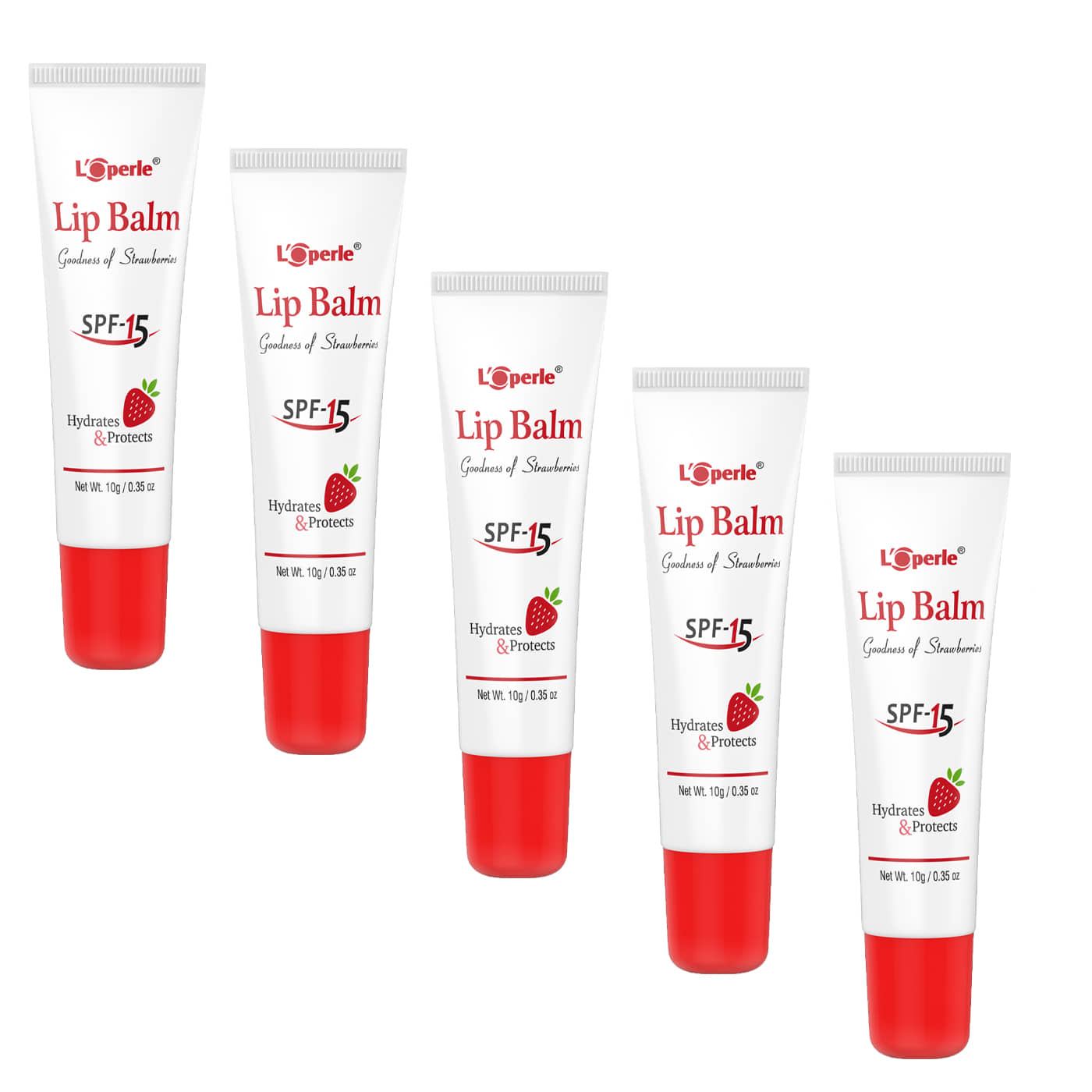 LOPERLE Strawberry Lip Balm With Goodness of SPF 15 10gm Each (Pack of 5)