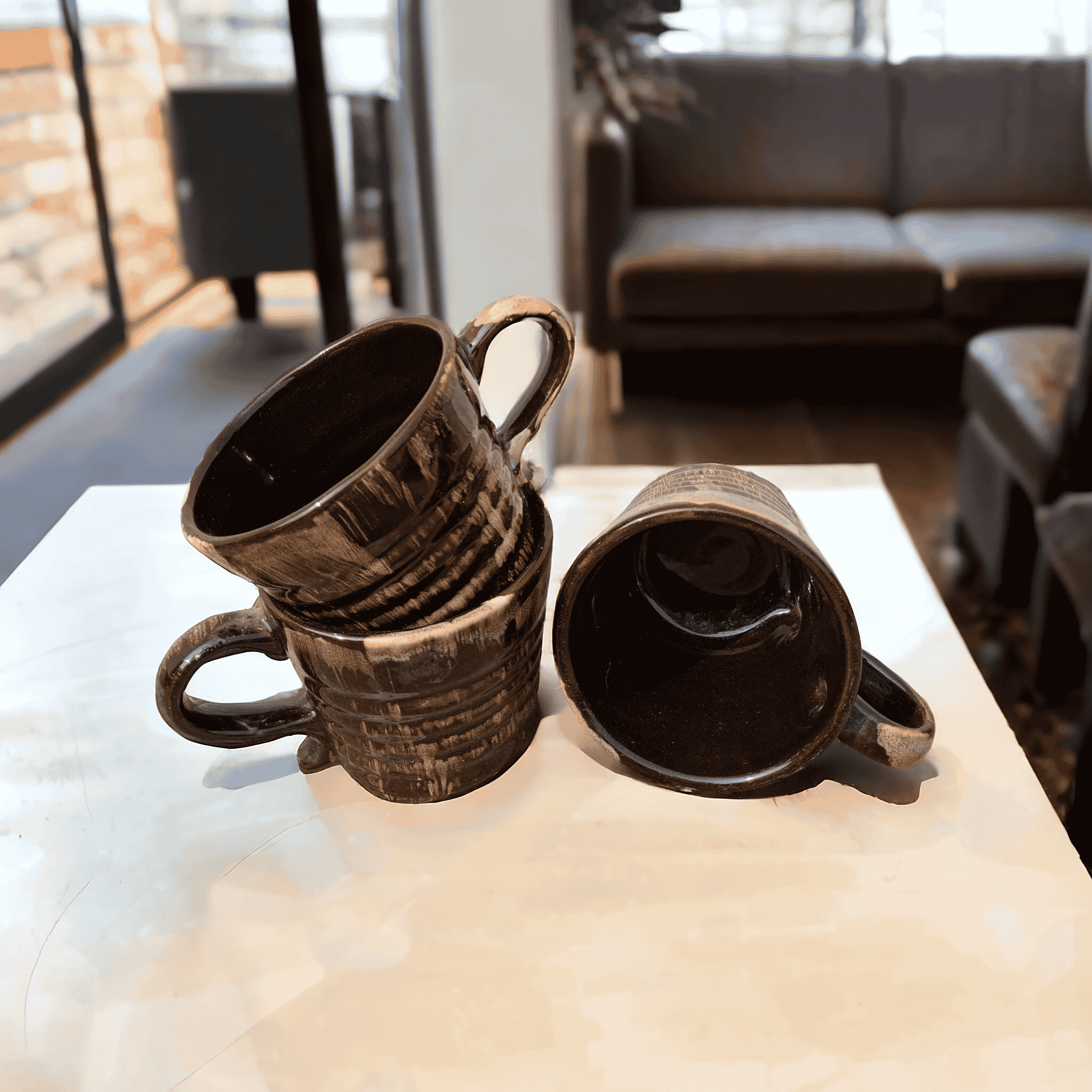 Malaikah Brown Cup Pk Of 3 Abstract Ceramic Coffee Mug 300 mL ( Pack of 3 )     			Malaikah Brown Cup Pk Of 3 Abstract Ceramic Coffee Mug 300 mL ( Pack of 3 )