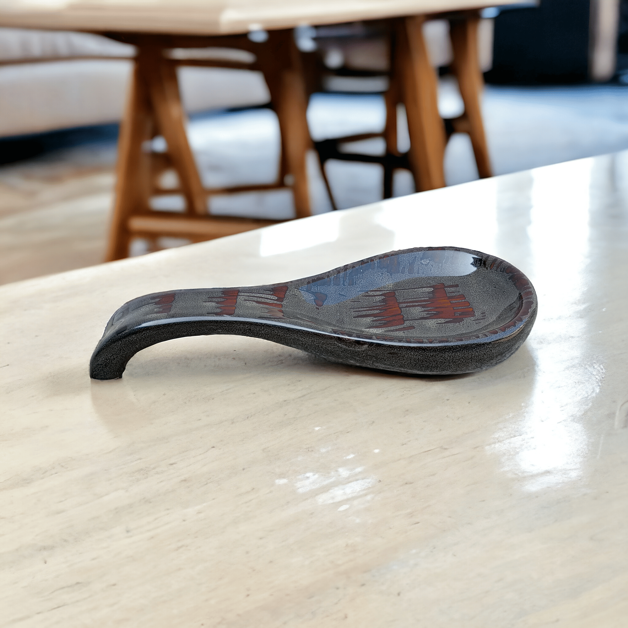     			Malaikah Red Long Spoon Rest Ceramic Table Spoon Red ( Pack of 1 )