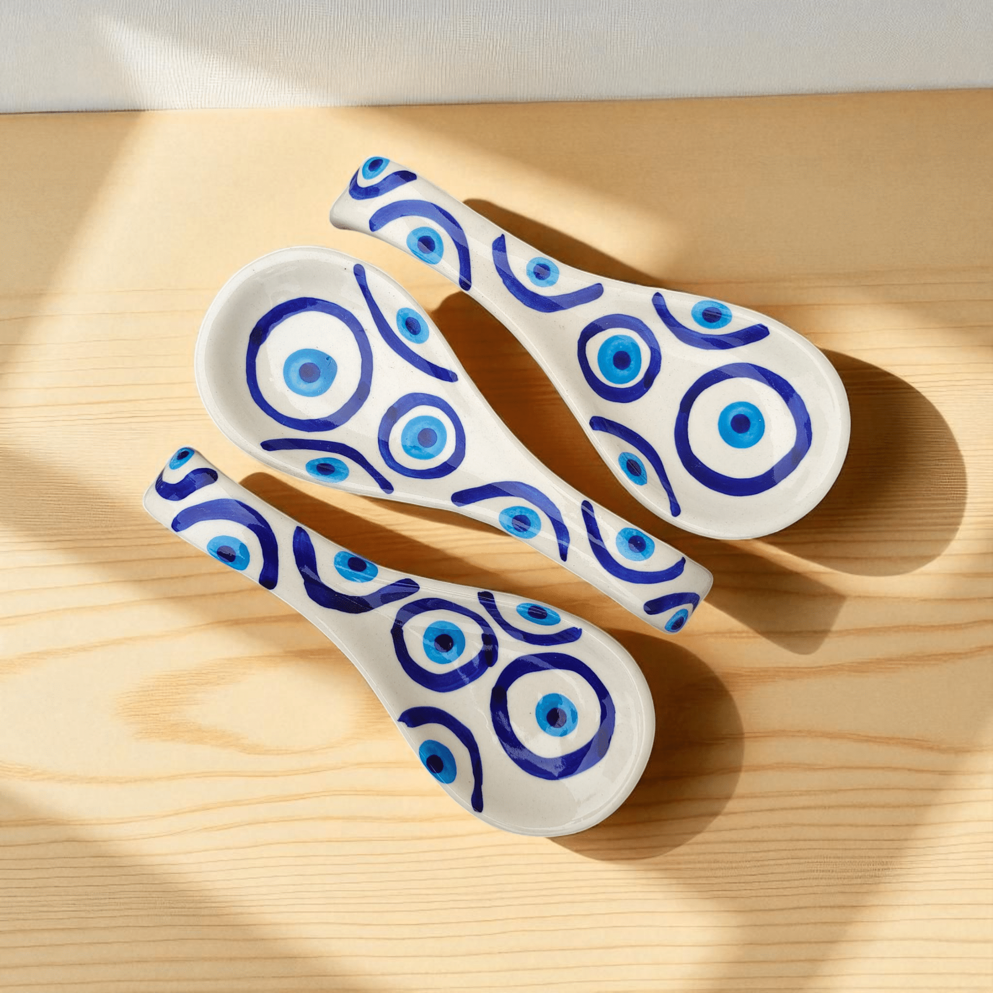     			Malaikah White Spoon Rest Ceramic Table Spoon White ( Pack of 3 )