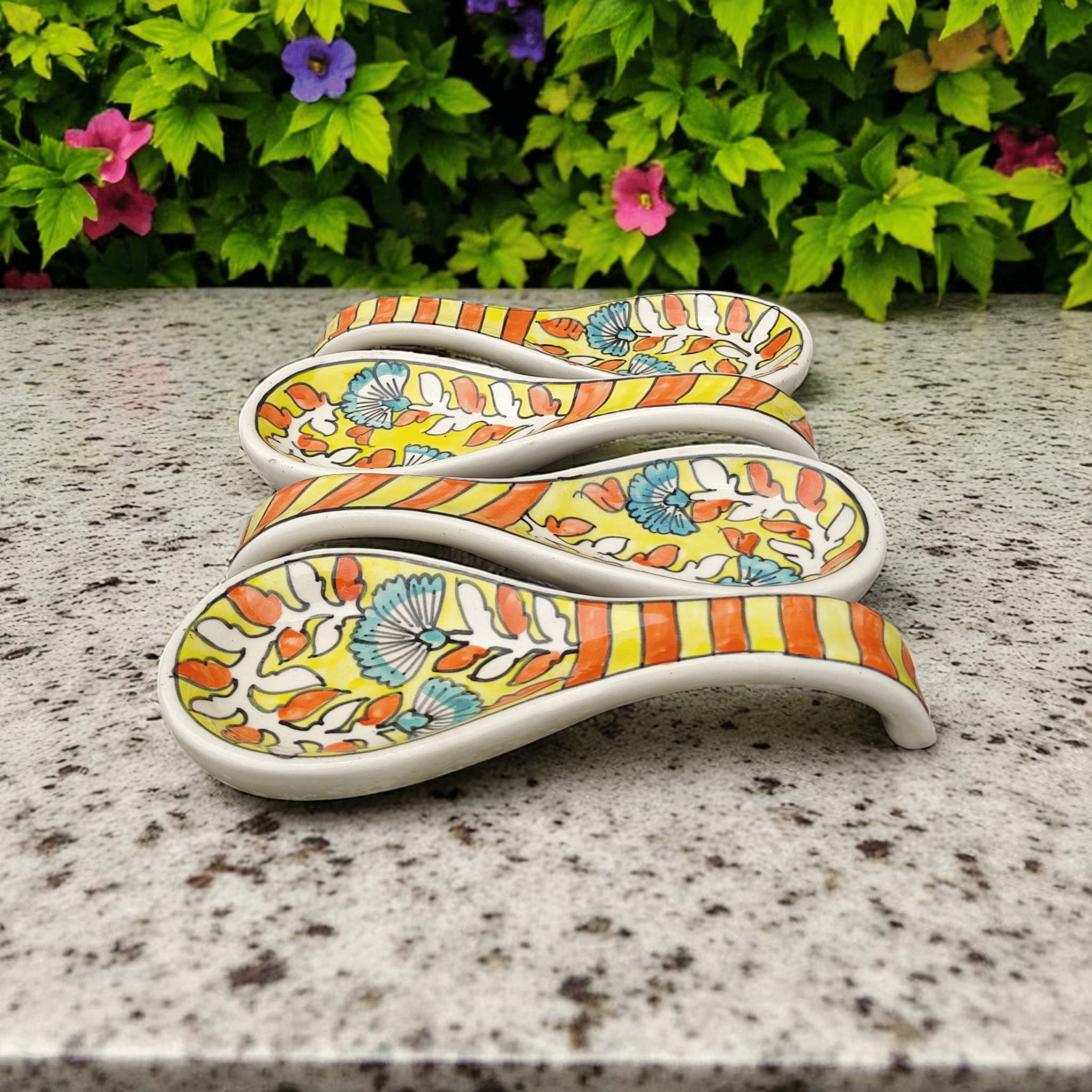     			Malaikah Yellow Spoon Rest Ceramic Table Spoon Yellow ( Pack of 4 )