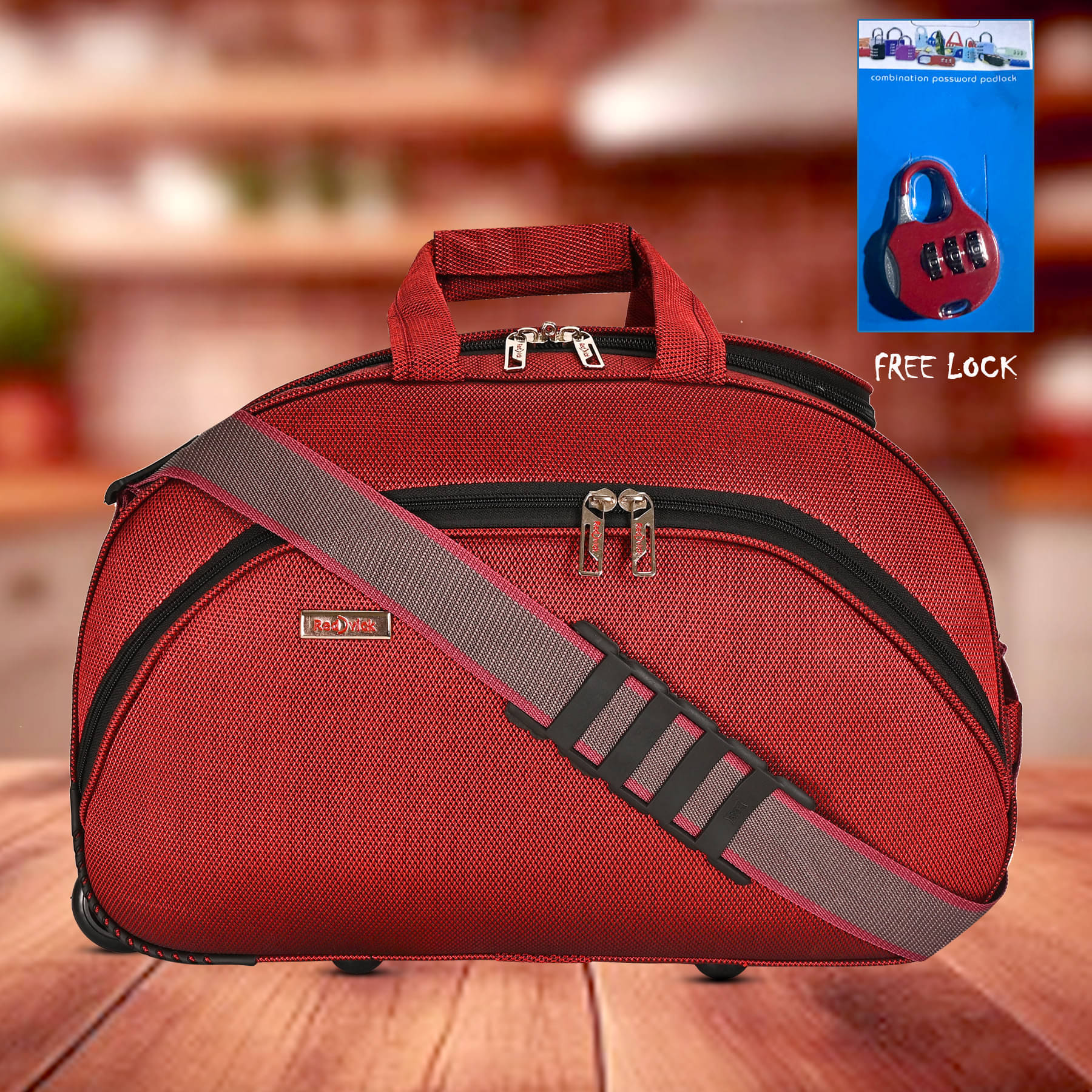     			Red vick 60 Ltrs Maroon Polyester Duffle Trolley