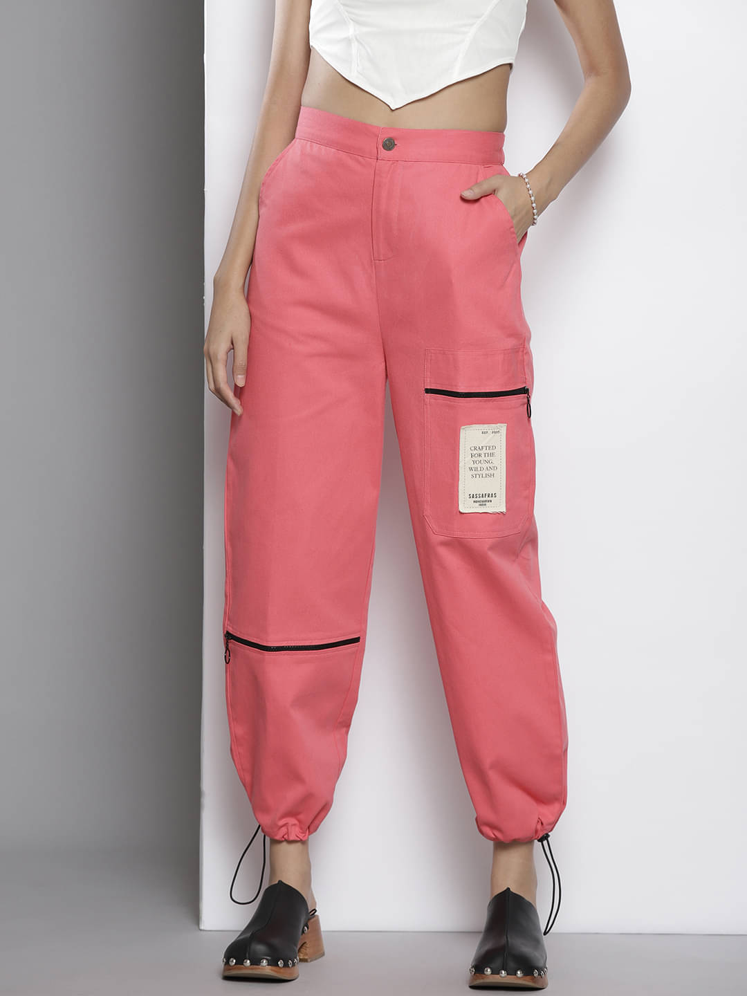     			Sassafras Pack of 1 Cotton Regular Women's Casual Pants ( Pink )