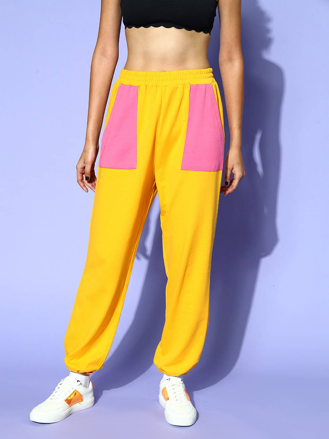     			Sassafras Pack of 1 Cotton Blend Regular Women's Joggers ( Yellow )