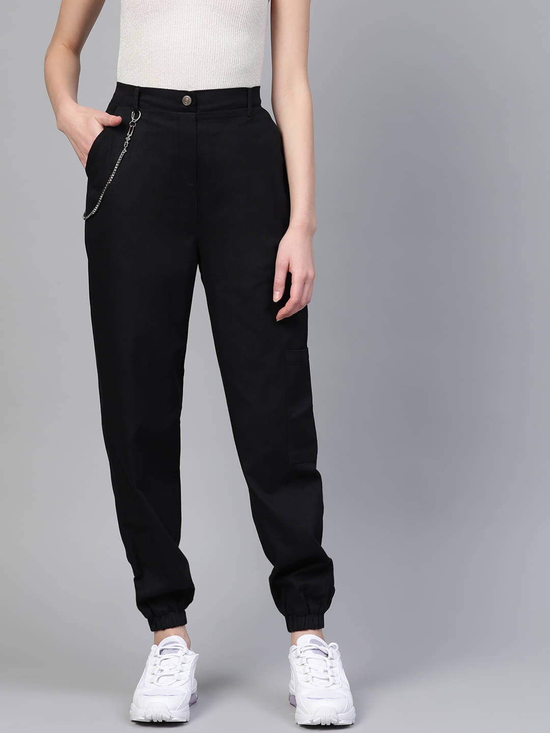     			Sassafras Pack of 1 Cotton Regular Women's Casual Pants ( Black )
