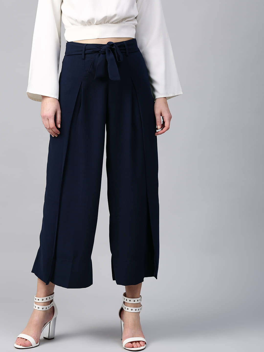     			Sassafras Pack of 1 Polyester Regular Women's Casual Pants ( Navy Blue )