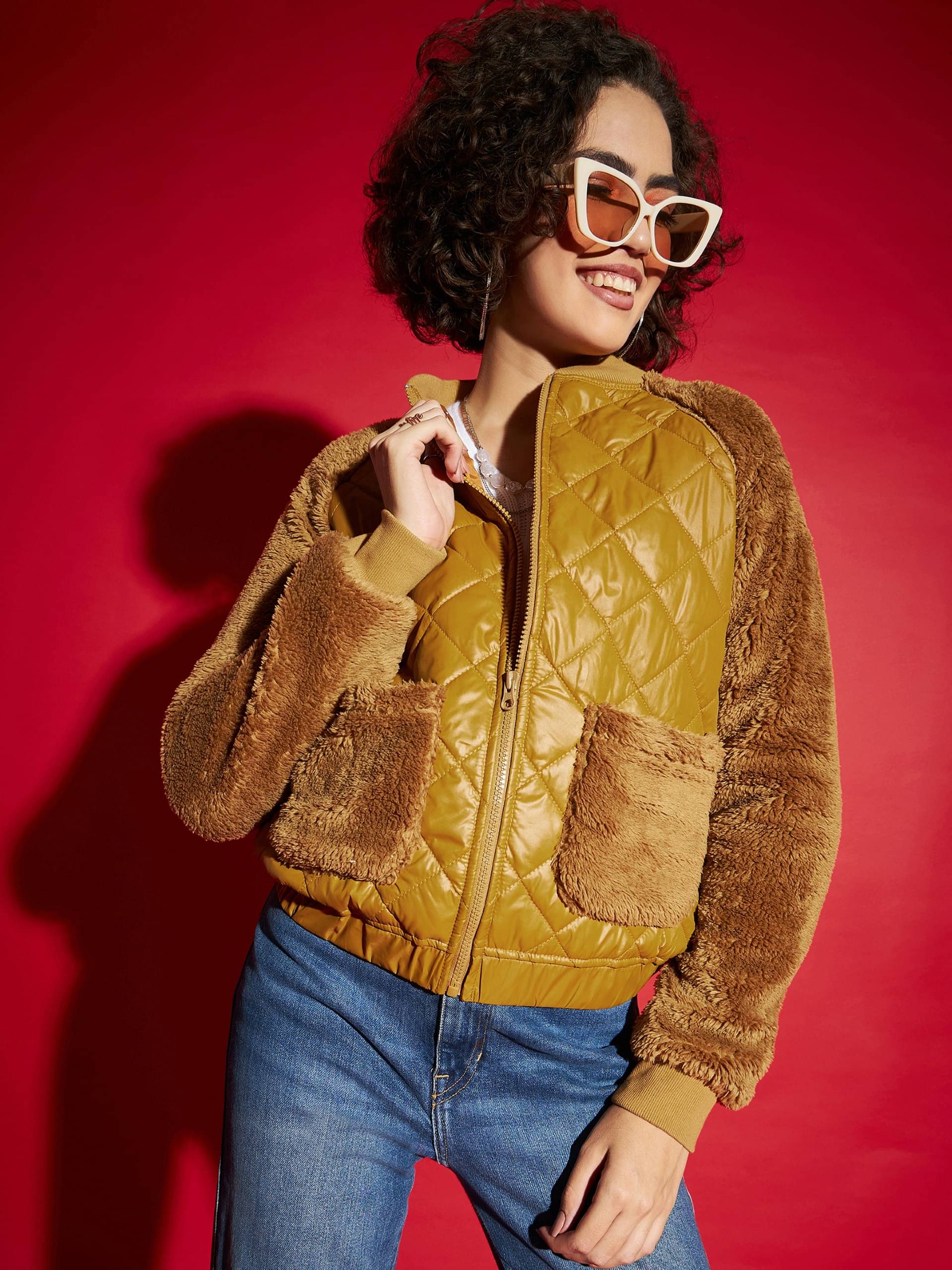     			Sassafras - Polyester Yellow Bomber Jackets Pack of 1