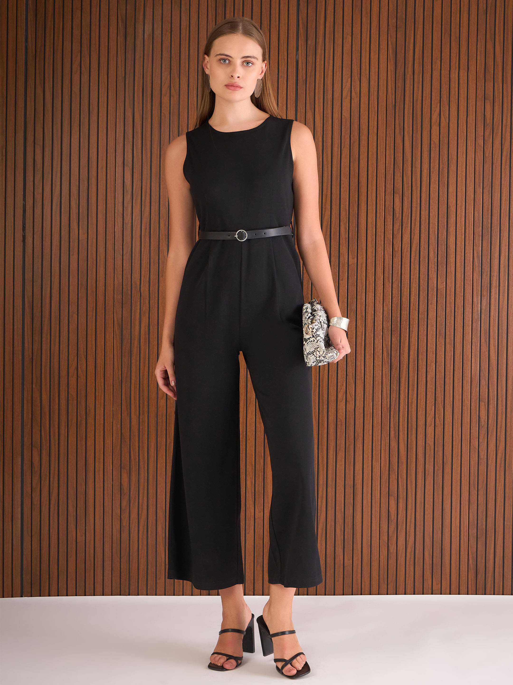 Sassafras Women Solid Polyester Jumpsuit ( Black ) Sassafras Women Solid Polyester Jumpsuit ( Black )