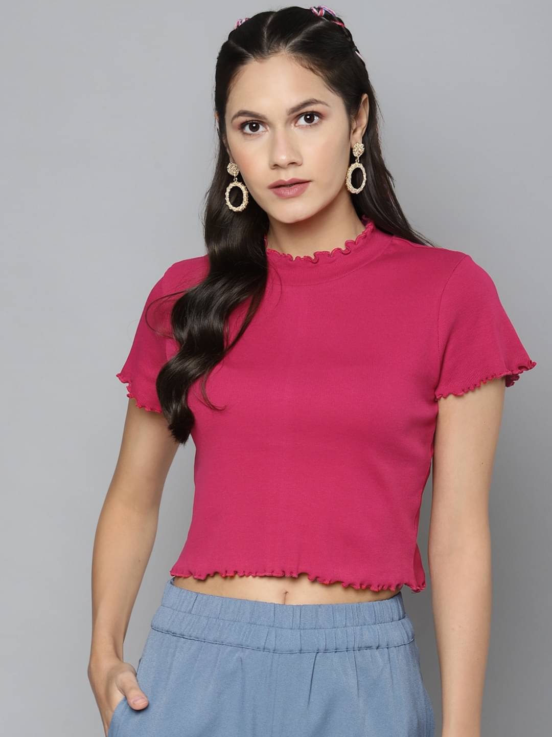 Sassafras Women's Cotton Regular Top ( Pink ) Sassafras Women's Cotton Regular Top ( Pink )