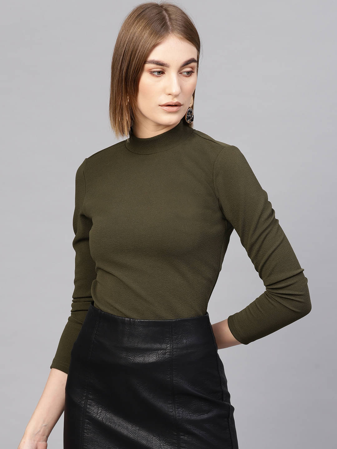 Sassafras Women's Polyester Regular Top ( Olive ) Sassafras Women's Polyester Regular Top ( Olive )