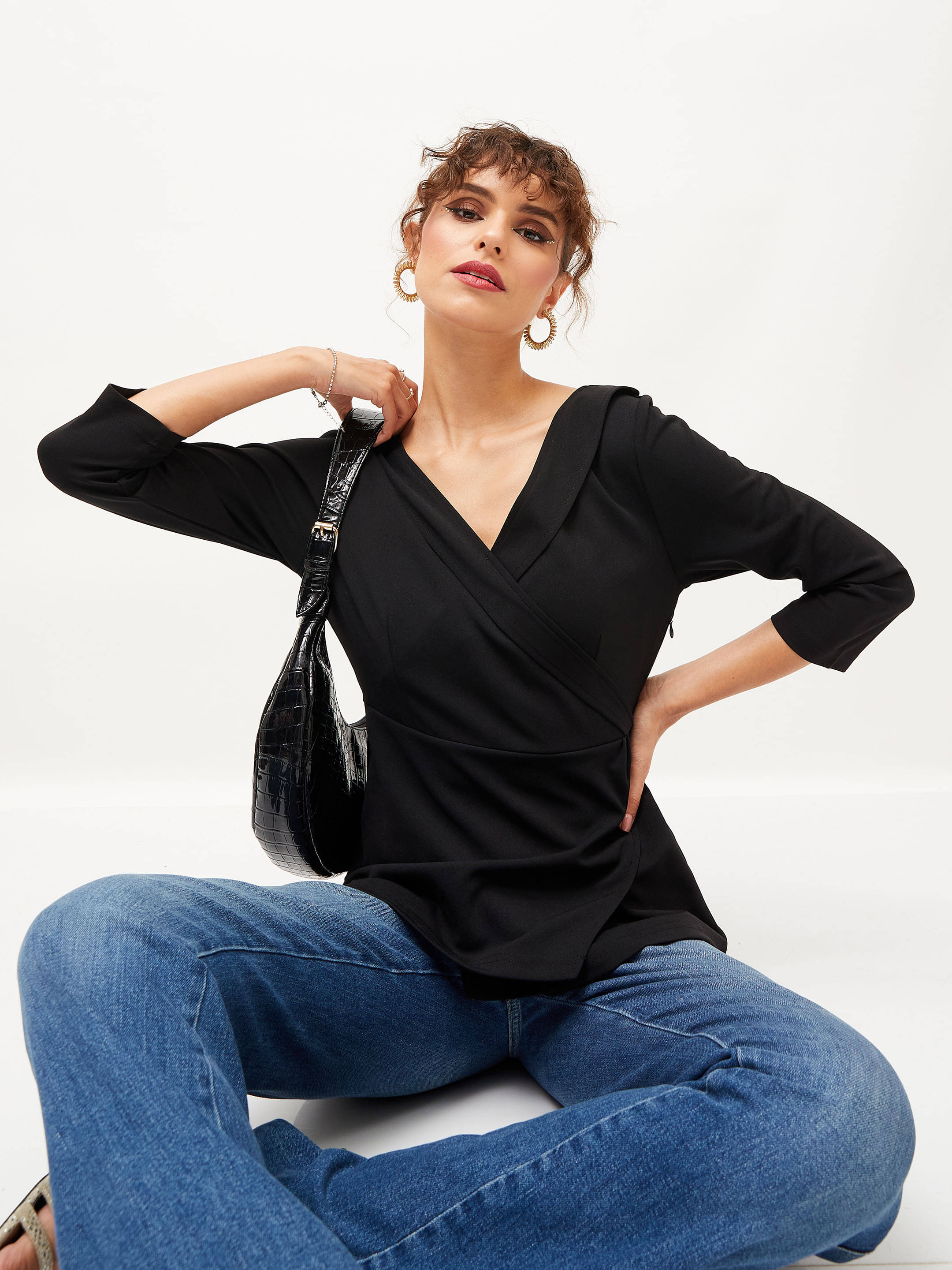 Sassafras Women's Polyester Regular Top ( Black ) Sassafras Women's Polyester Regular Top ( Black )