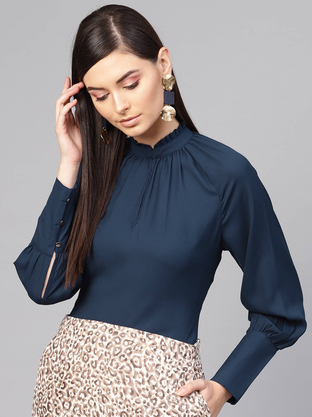 Sassafras Women's Polyester Regular Top ( Navy Blue ) Sassafras Women's Polyester Regular Top ( Navy Blue )