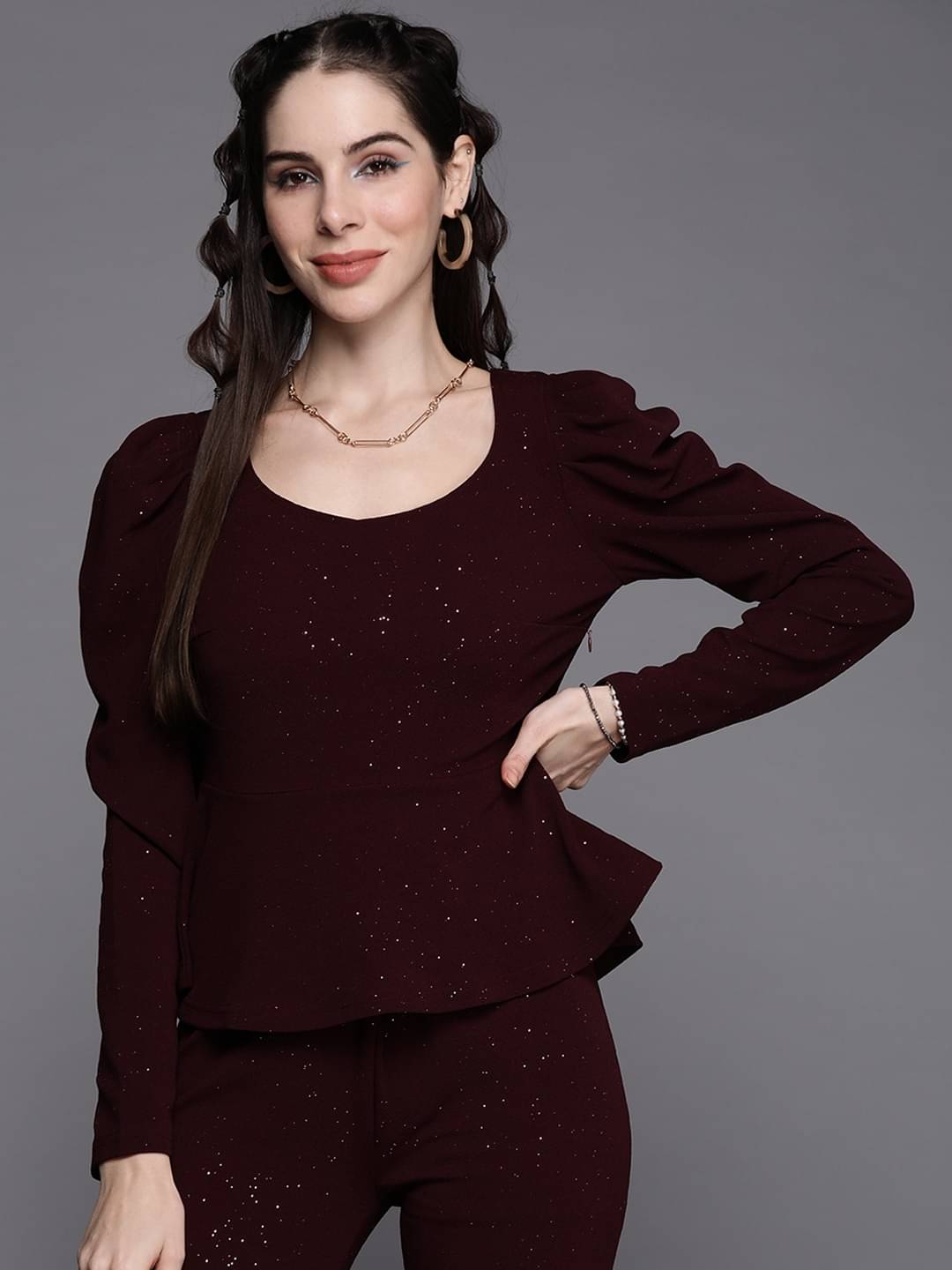     			Sassafras Women's Polyester Regular Top ( Maroon )