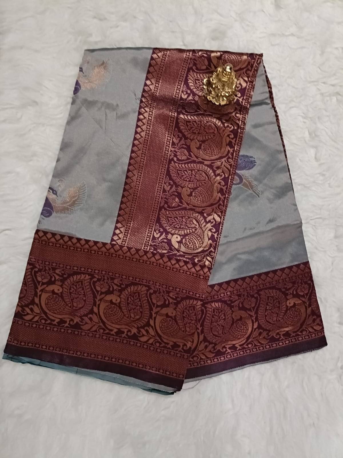     			Semore Art Silk Solid Saree With Unstitched Blouse Piece ( Sky Blue )