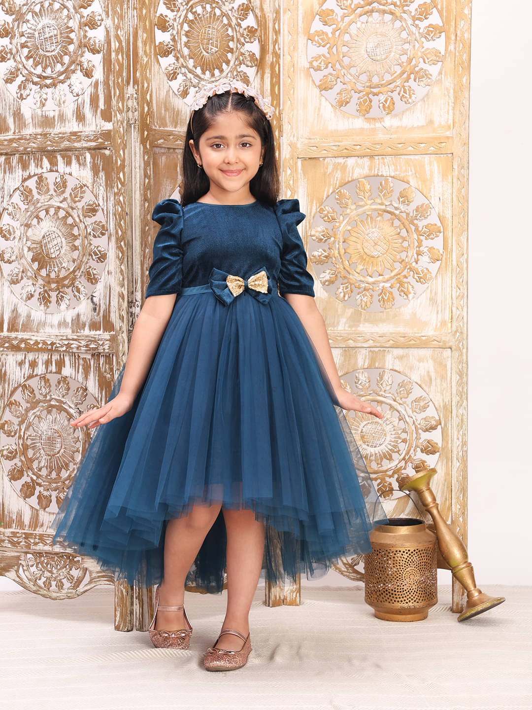     			Toy Balloon Kids Velvet Dress For Girls ( Pack of 1 , Teal )