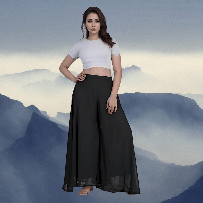     			YASHASVI ENTERPRISE Women Georgette Palazzo ( Charcoal )