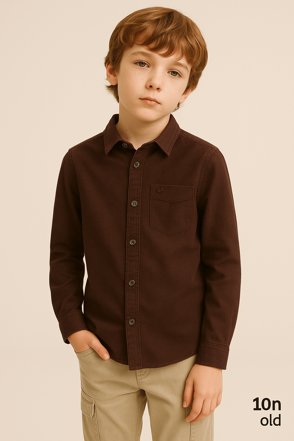     			ZAKAR STYLE Pack of 1 Boys Cotton Blend Full Sleeves Shirt ( Brown )