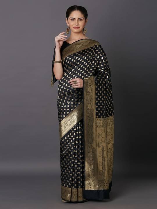 fab woven Art Silk Woven Kanjeevaram Sarees With Unstitched Blouse Piece ( Black ) fab woven Art Silk Woven Kanjeevaram Sarees With Unstitched Blouse Piece ( Black )