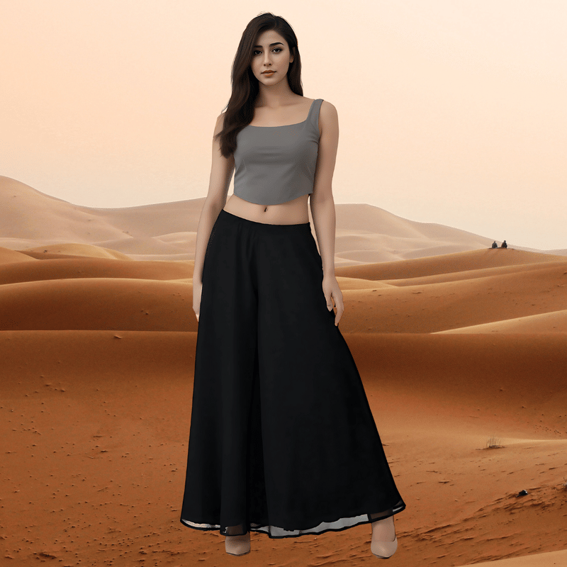     			rangvini Women Georgette Palazzo ( Black )