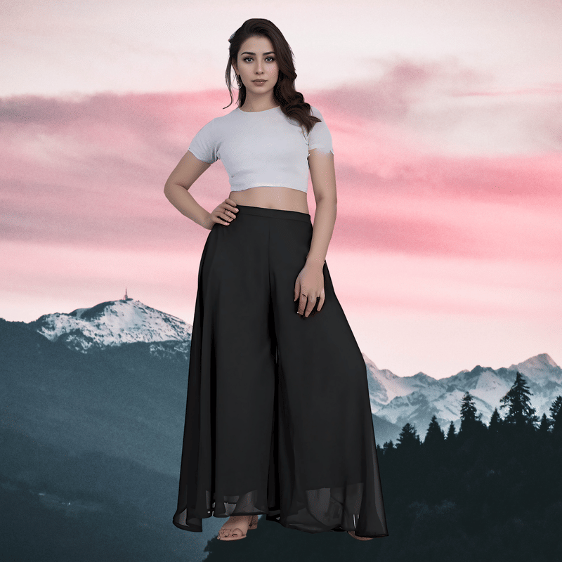     			rangvini Women Georgette Palazzo ( Charcoal )