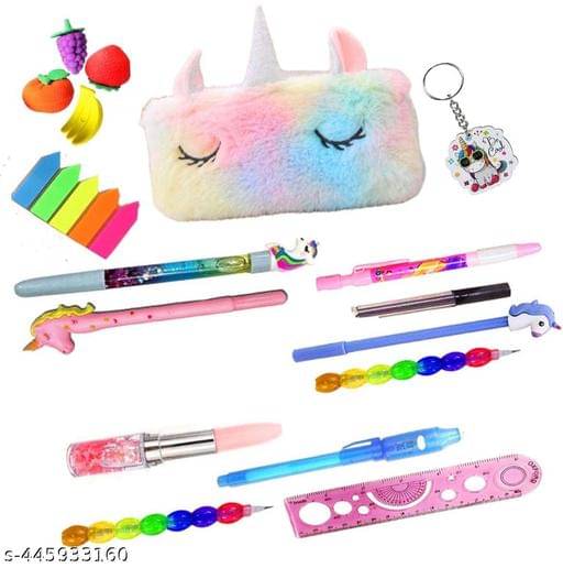     			21pcs Complete Stationery Gift Set for Kids Girls Bunny Kitty Fur Pencil Pouch All Character Pen Pencils Jumbo Pack Return Gift Party Favor Gift Diwali Christmas Gift for Kids Gift