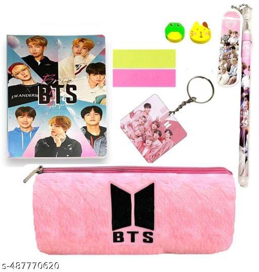     			8pcs BTS Theme Stationery Gift Set for Kids BTS Army Team Pencil Pouch, Pencil Case, BTS Diary & Complete Stationery for Kids, School Stationery, BTS Return Gift Birthday Gift Set (Pack of 8)