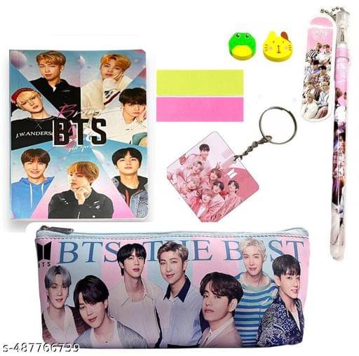    			8pcs BTS Theme Stationery Gift Set for Kids BTS Army Team Pencil Pouch, Pencil Case, BTS Diary & Complete Stationery for Kids, School Stationery, BTS Return Gift Birthday Gift Set (Pack of 8)